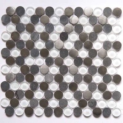 Round Glass Metal Mosaic KSL-8101