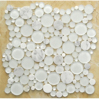 Baldosa mosaico de vidrio Super White KSL-114