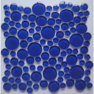 Teja azul redondo de cristal del mosaico KSL-16613