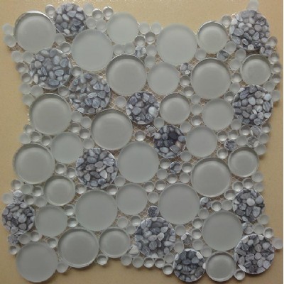 Ash Round Glass Mosaic Tile KSL-16616