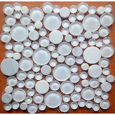 Super White Glass Mix Stone Mosaic KSL-16619