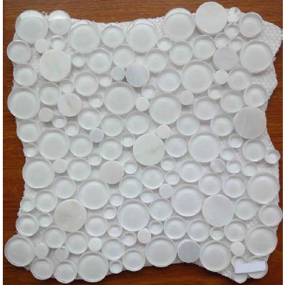 Super White Glass Mix Stone Mosaic KSL-16628