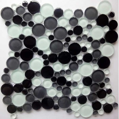 Black Round Glass Mosaic Tile KSL-16630