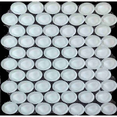 Super White Pebble Glass Mosaic Tile KSL-16631