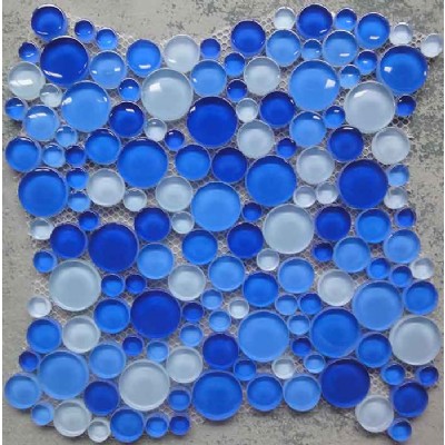 Teja azul redondo de cristal del mosaico KSL-16635