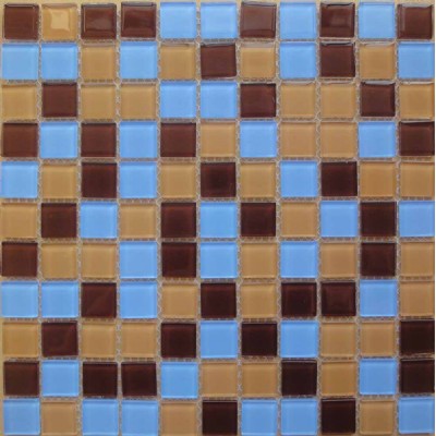 Brown and blue mixed glass mosaic KSL-16669