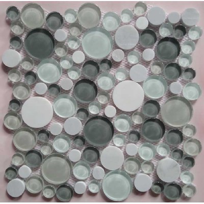 Glass Mix Stone Round Glass Mosaic Tile KSL-16643