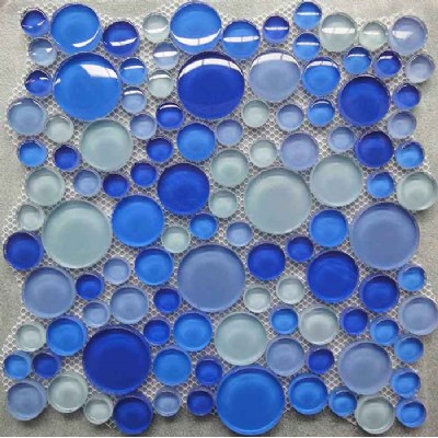 Teja azul redondo de cristal del mosaico KSL-16645