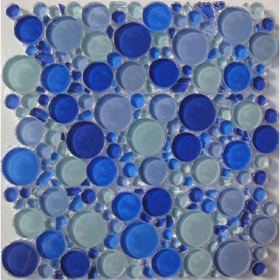 Teja azul redondo de cristal del mosaico KSL-16647