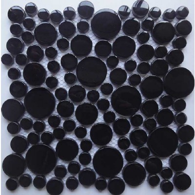 Black Round Glass Mosaic Tile KSL-16648