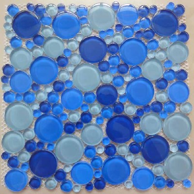 Синий стекло Круглый Мозаика Плитка KSL-16649