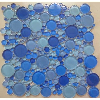 Teja azul redondo de cristal del mosaico KSL-16652