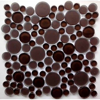 El chocolate del azulejo mosaico de cristal redondo KSL-16653