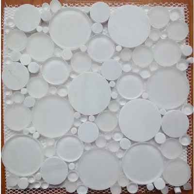 Super White glass Mix Stone Mosaic KSL-16655