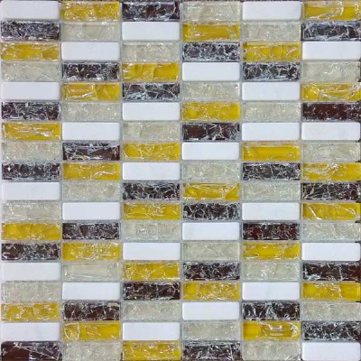 Crackle Glass Mix Stone Mosaic Tile KSL-151133