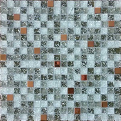 Metal Mix Crackle Glass Mosaic Tile KSL-151135