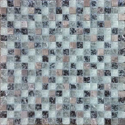 Stone Mix Crackle Glass Mosaic Til KSL-151138