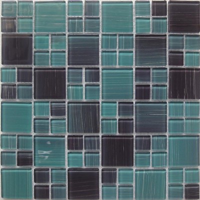 Green Glass Mosaic Painting Tile KSL-16711