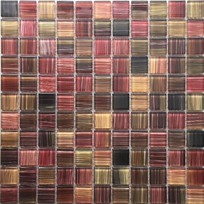 Red Glass Mosaic Painting Tile KSL-151175