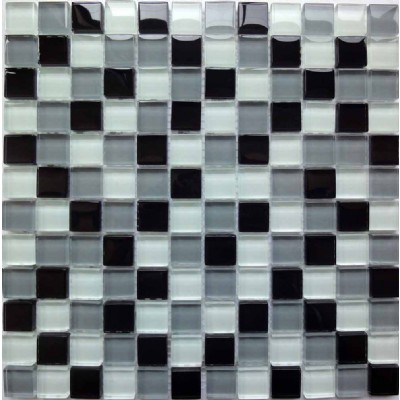 Black and white and gray mixed glass mosaic KSL-16685