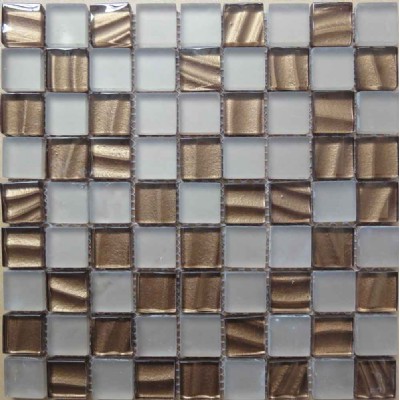 Baldosa de vidrio marrón mosaico KSL-16691