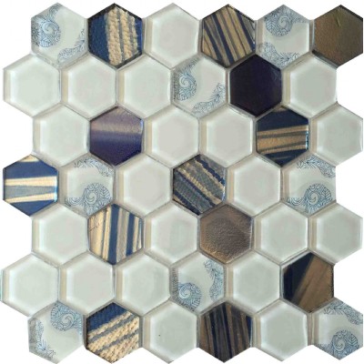 Golden line hexagon mosaic KSL-16299