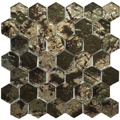 Gray pentágono mosaico de vidrio KSL-16309