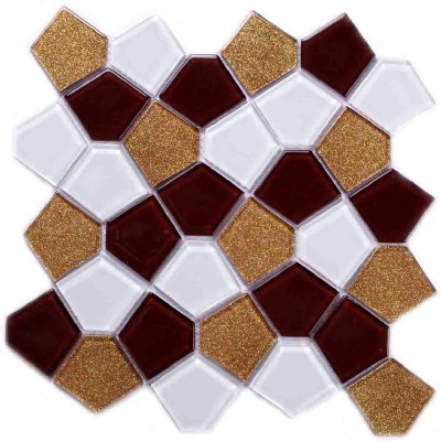 Pentágono marrón baldosas de mosaico de vidrio KSL-16319