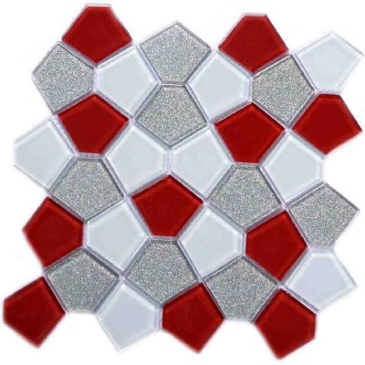 Rojo pentágono mosaico de azulejos KSL-16322