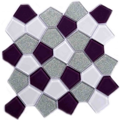 Púrpura pentágono mosaico de vidrio KSL-16323