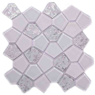 White pentagon mosaic tile KSL-16324
