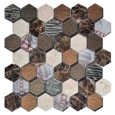 Marrón baldosas de mosaico hexagonal KSL-151142