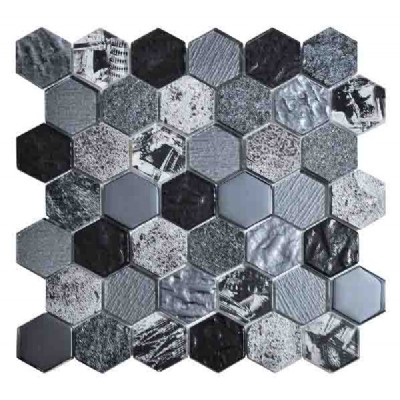 Black hexagon mosaic tile KSL-151143