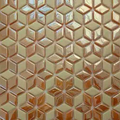 Iridiscente amarillo mosaico de vidrio reciclado KSL-16793