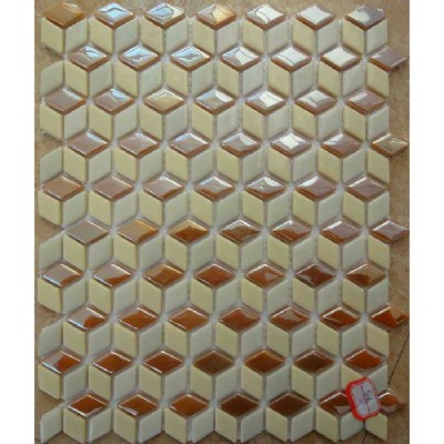 Iridiscente amarillo mosaico de vidrio reciclado KSL-16794