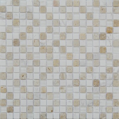 White Marble And Travertine Glass Mosaic KSL-151120