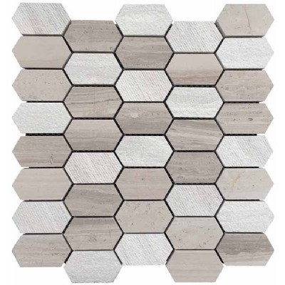 Hexagon Wooden Grey Mosaic Tile KSL-16284