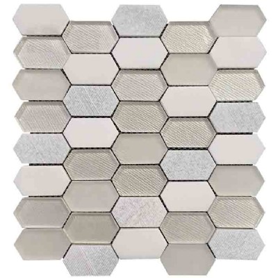 Hexagon White Marble Glass Decor Tile KSL-16285