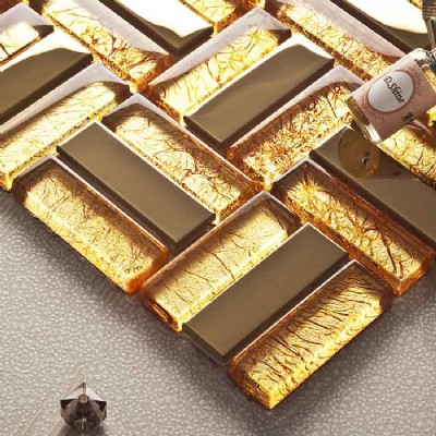 48 x 48 Glass Foil Metal Mosaic KSL-1353