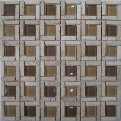 Basket Glass Travertine Mosaic  KSL-C10087