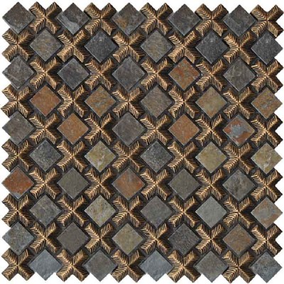 Square Slate Mosaic Tile Loop KSL-16266