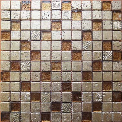 Baldosa de piedra de cristal de la hoja del mosaico KSL-16441