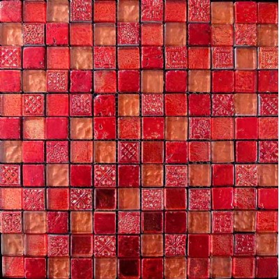 Rojo de cristal del mosaico de la hoja KSL-16448