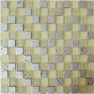 Beige Glass Foil Stone Mosaic KSL-16457