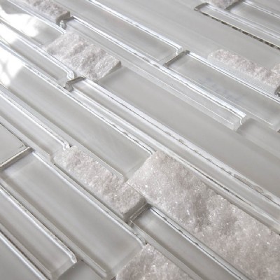 Super White Glass Stone Interlocking Mosaic Tile  GM2104