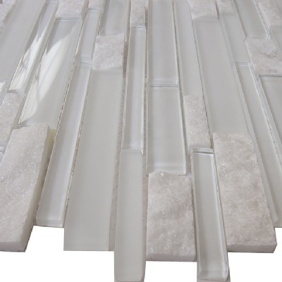 Super White Glass Stone Interlocking Mosaic Tile  GM2104