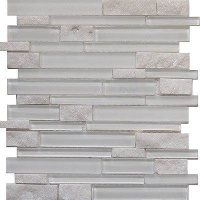 Super White Glass Stone Interlocking Mosaic Tile  GM2104