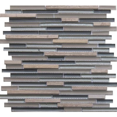 Wooden Gray Glass Mosaic Tile  GM6102