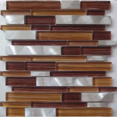 Marron Painting Glass Mosaic Metal Tile KSL-16537