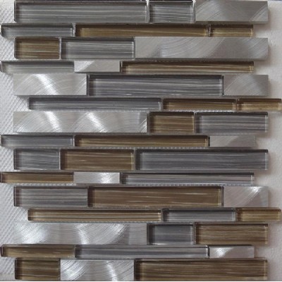 Glass Metal Mosaic random Tile KSL-16540